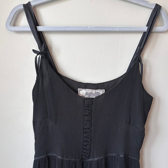 Deletta Silk Dress Size 10 Black Slip Strappy Lined Cocktail Bow Romantic Dainty - Picture 7 of 9